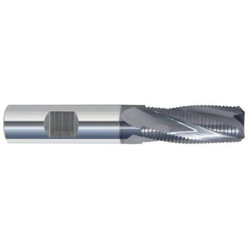 1/4 4 Flute 1/4 Shank Single End with Weldon Flat Center Cutting/Corner Radius Roughing Carbide Stub Length ALTiN Made In U.S.A.