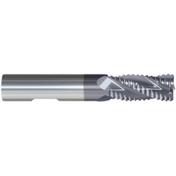 1" 5 Flute 1" Shank Single End with Weldon Flat Center Cutting/Corner Radius .025 Carbide Regular Length ALTiN Made In U.S.A.