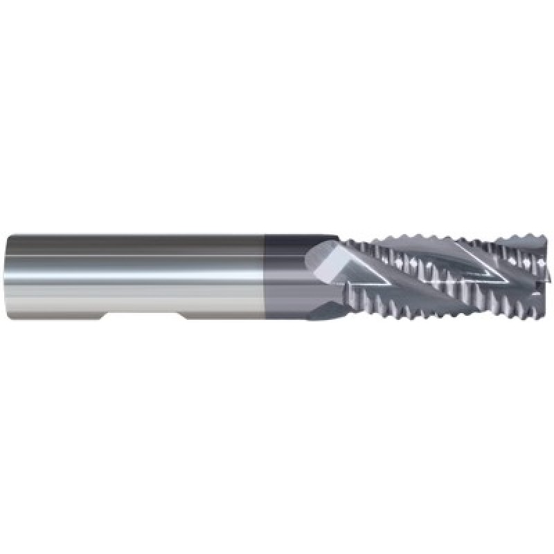3/8 4 Flute 3/8 Shank Single End with Weldon Flat Center Cutting/Corner Radius .020 Carbide Regular Length ALTiN Made In U.S.A.