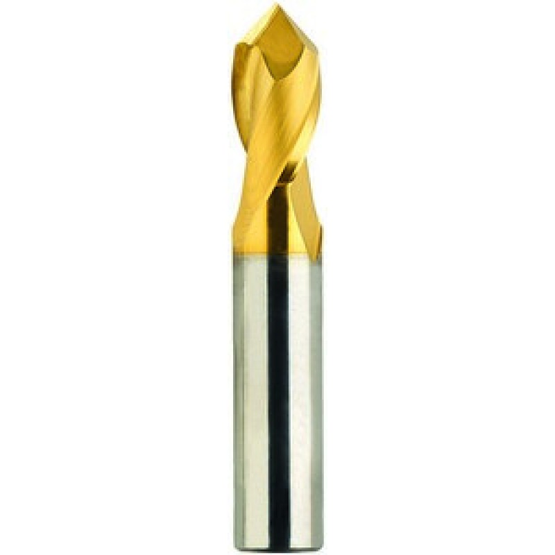 1/8 2 Flute 1/8 Shank Single End 90 Degree Point Angle Carbide Regular Length TiN Made In U.S.A.