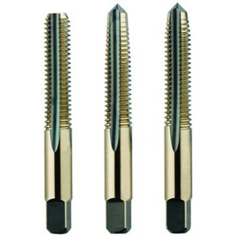 3/8-24 Hand Tap Set H3 4 Flutes High Speed Steel Black & Gold Made In U.S.A.