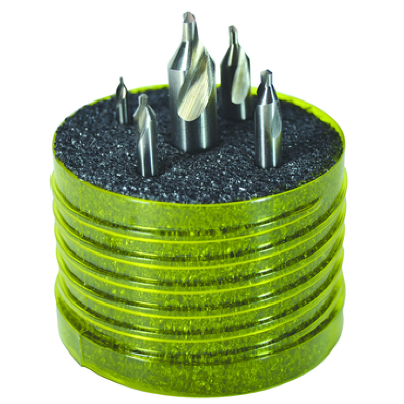 #1 to #5 Combined Drill & Countersink 5 pieces 60° Bright HSS Made In U.S.A