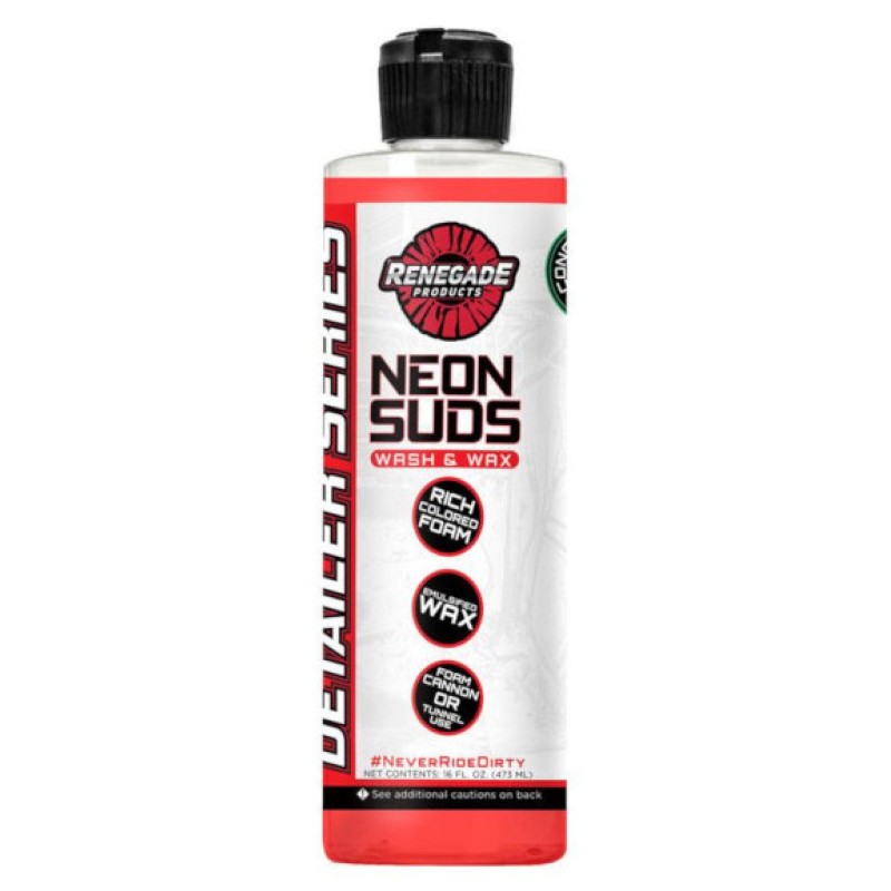 Renegade Detailer Neon Suds Red Wash & Wax 16oz Bottle