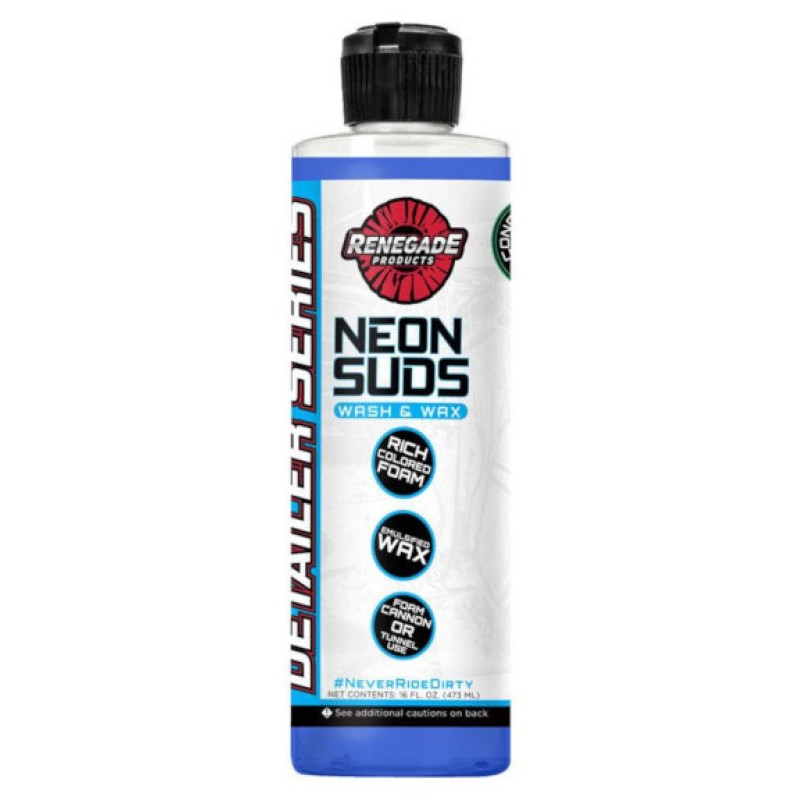 Renegade Detailer Neon Suds Blue Wash & Wax 16oz Bottle