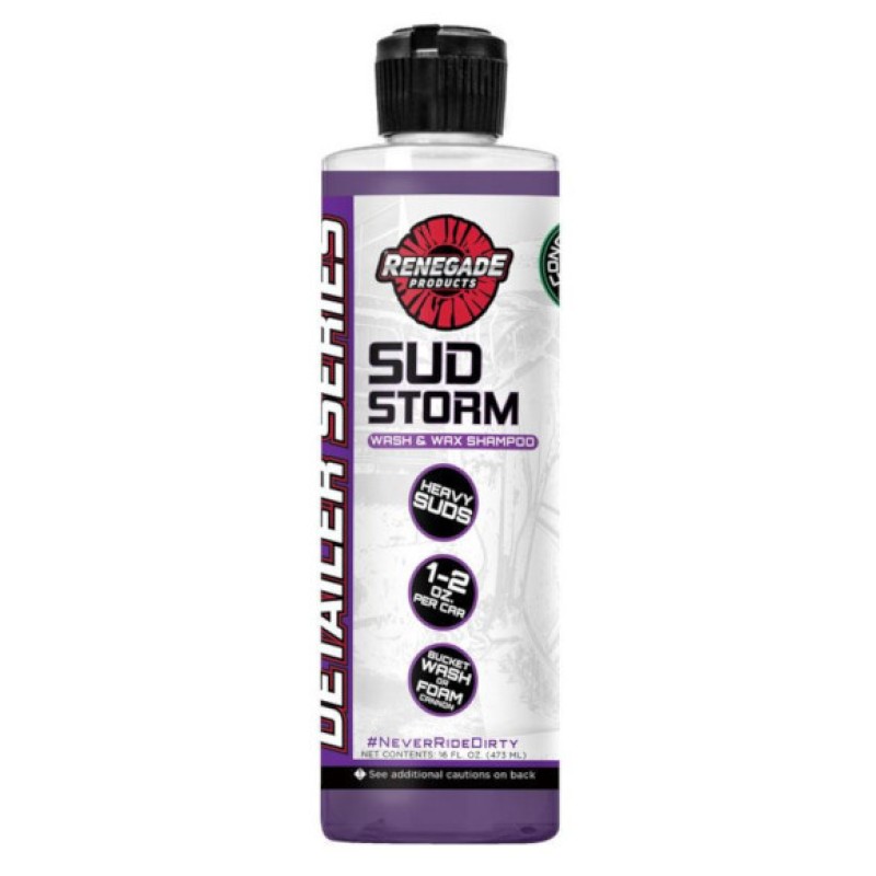 Renegade Detailer Maxi Sud Storm Wash Wax Shampoo 16oz Bottle
