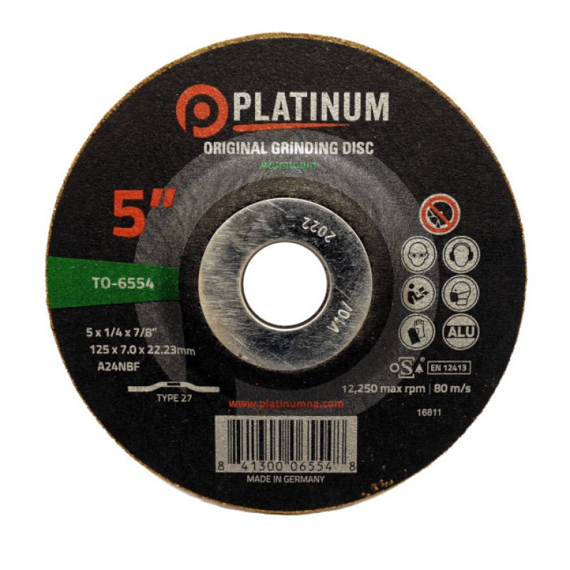 Original Grinding Disc - Type 27 - Aluminum - A24NBF - 4-1/2" x 1/4" x 7/8" - 13,300 rpm