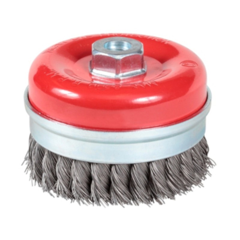 Original Cup Brush With Ring - Twist-Knot - Mild-Steel - 5" x 5/8"-11 - 9,000 rpm - Clamshell Pkg