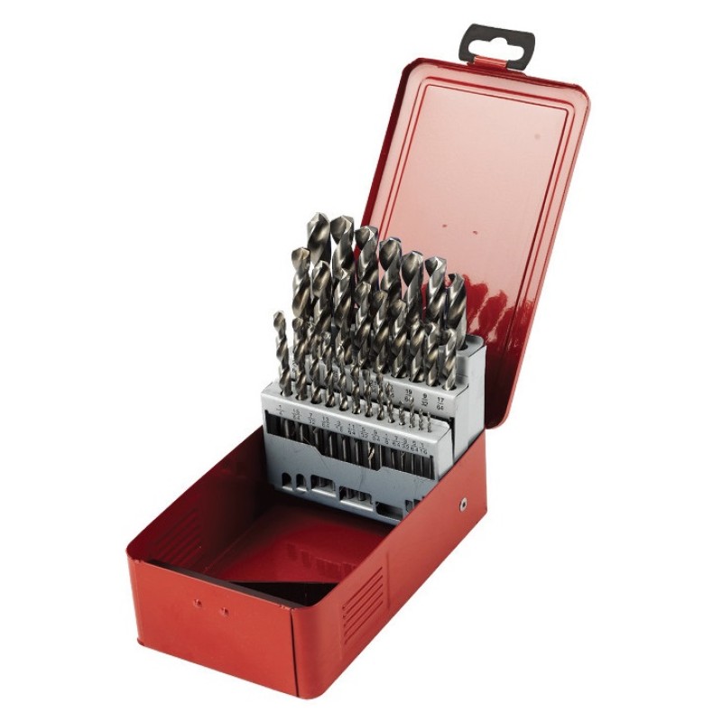 29 Piece HSS Jobber Drill Bit Set - M2 Steel - 1/16" To 1/2" Diameter