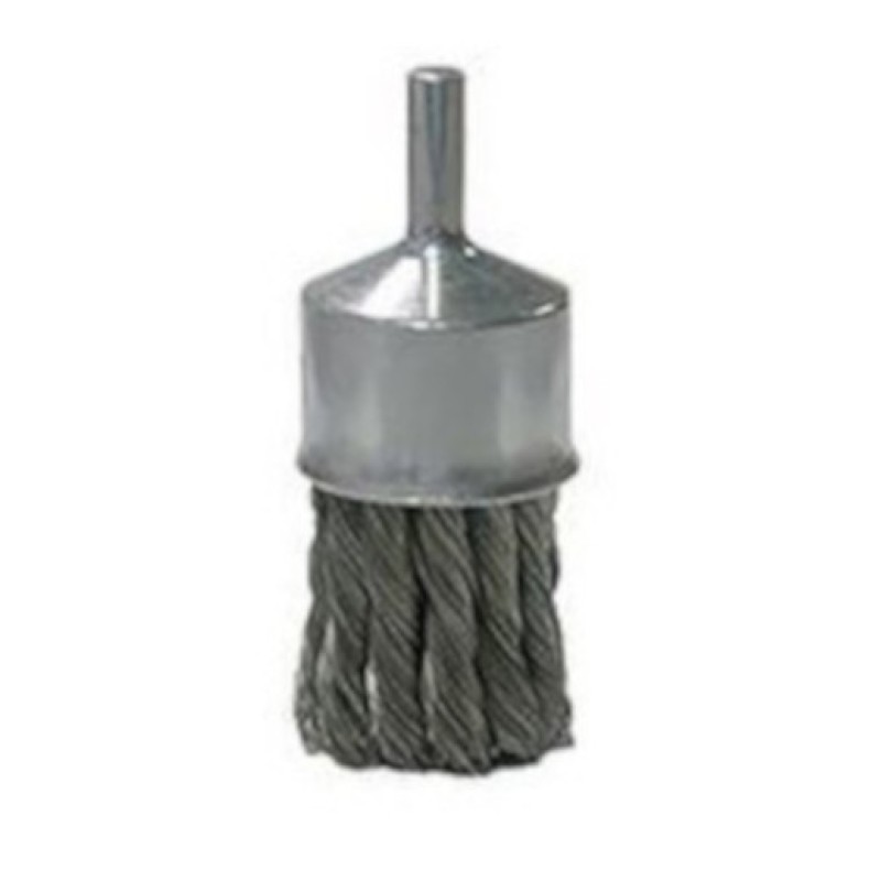 Original Knot End Brush - Mild-Steel - 1-1/8" x 1/4" Shank - 20,000 rpm - Clamshell Pkg