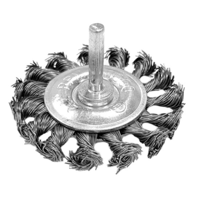 Original Mounted Twist Knot Wire Brush - Mild-Steel - 2-3/4" x 1/4" Shank - 20,000 rpm - Clamshell Pkg