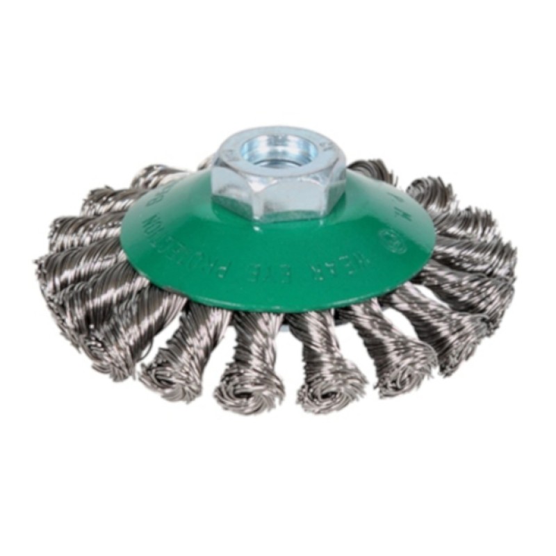 Original Saucer Cup Brush - Twist-Knot - Stainless-Steel - 4-1/2" x 5/8"-11 - 12,500 rpm - Clamshell Pkg