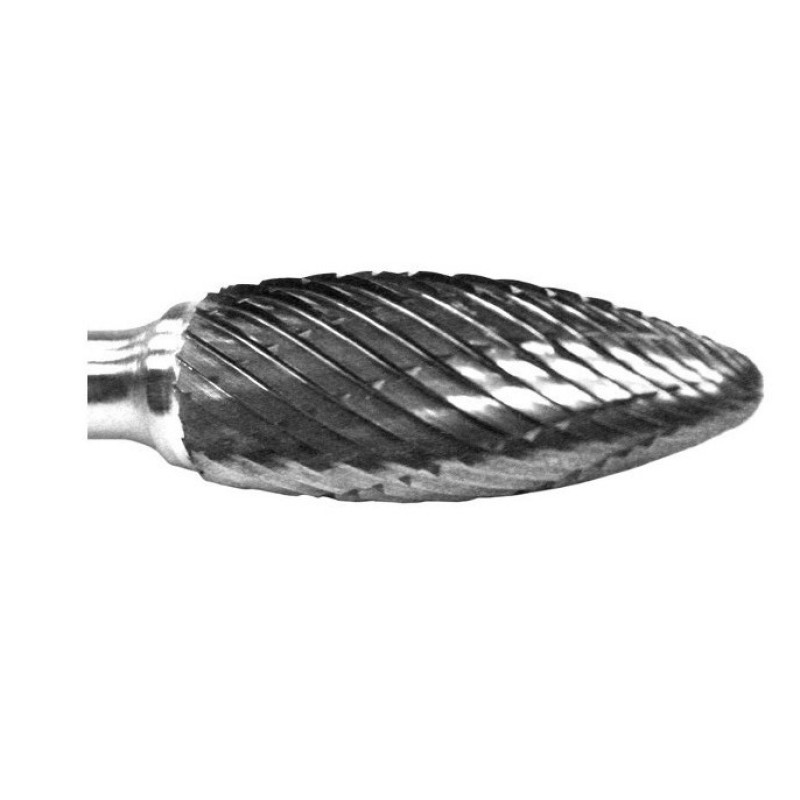 Carbide Burr SH-5 Flame Shape 1/2" Diameter 1-1/4" Long 1/4" Shank Double Cut