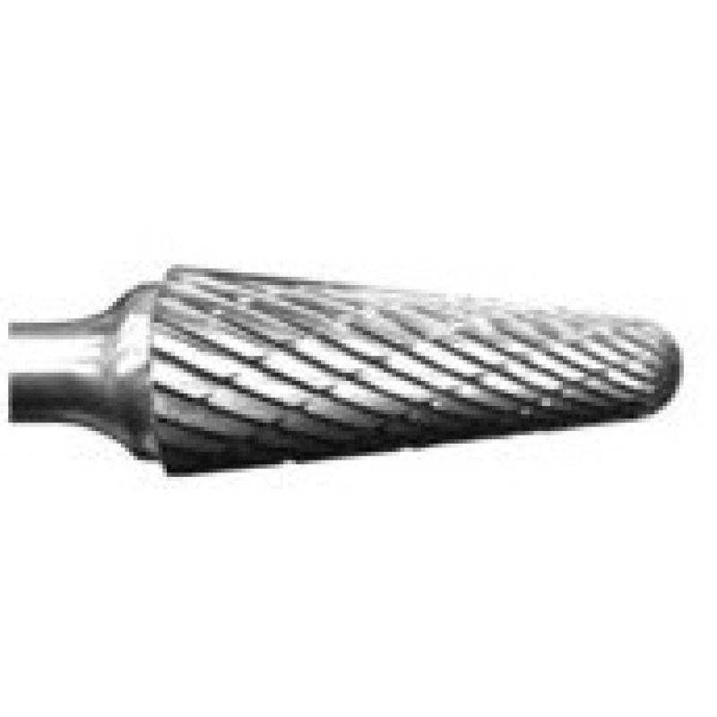 Carbide Burr SL-4L6 Taper Shape Radius End 14º 1/2" Diameter 1-1/8" Long 1/4" Shank Double Cut 6" Long Shank