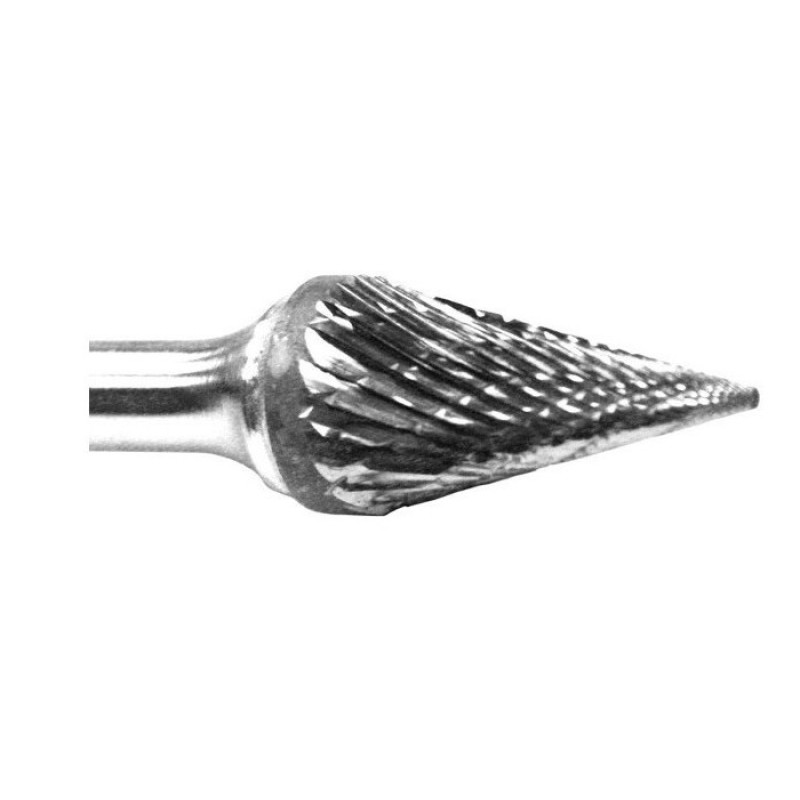 Carbide Burr SM-3 Cone Shape 1/4" Diameter 1" Long 1/4" Shank Double Cut