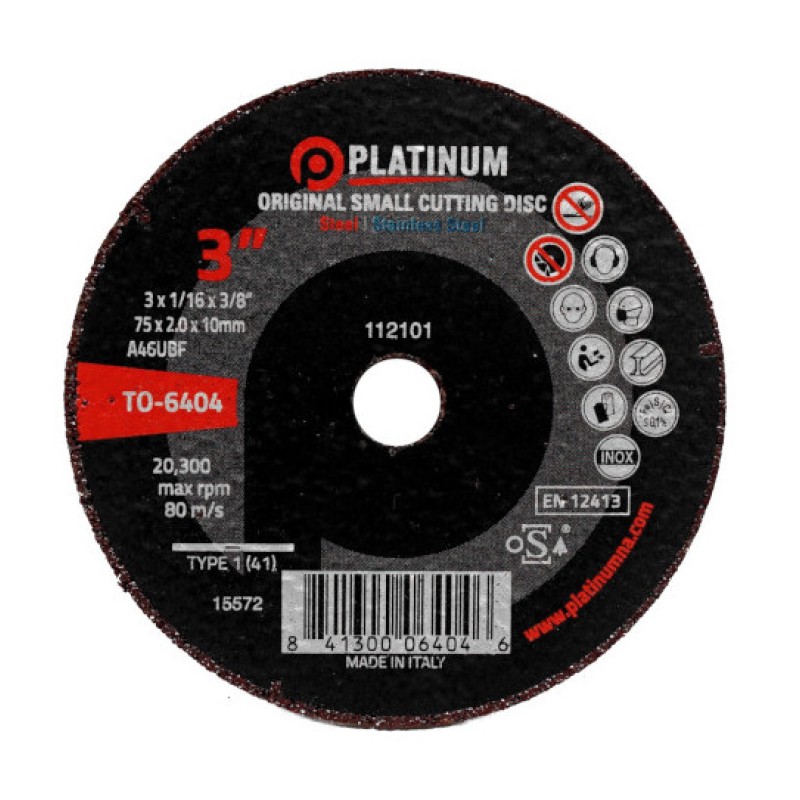 Original Small Cutting Disc - Type 1 - Steel/SS - A46UBF - 2" x 1/16" x 3/8" - 30,600 rpm