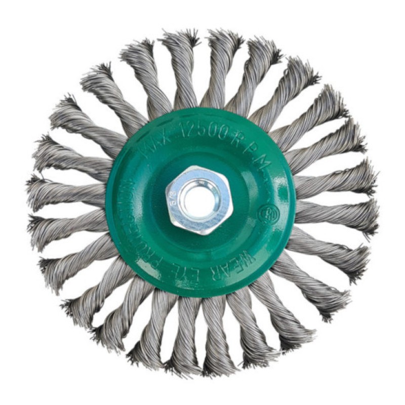 Original Twist Knot Wire Wheel - Stainless-Steel - 4-1/2" x 5/8"-11 - 12,500 rpm - Clamshell Pkg