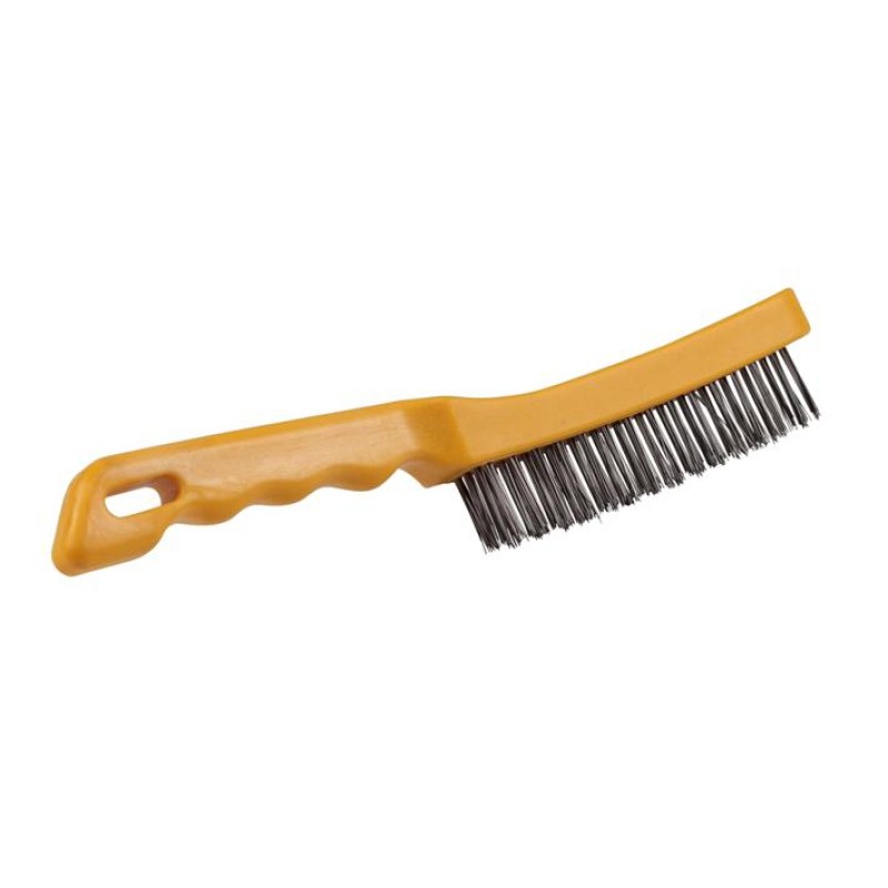 Original Hand Brush - 4-Row Straight Wire - Mild-Steel - Plastic Handle