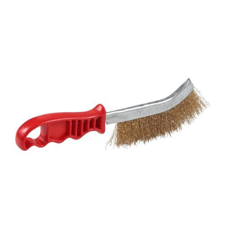 Original Hand Brush - 1-Row Crimped Wire - Brass Coated Mild Steel - Plastic Handle