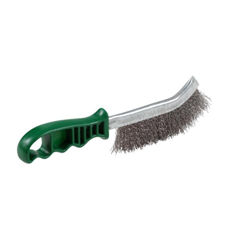 Original Hand Brush - 1-Row Crimped Wire - Stainless-Steel - Plastic Handle