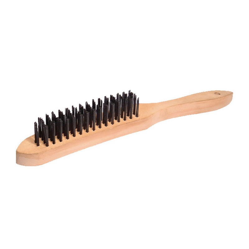 Original Hand Brush - 4-Row Straight Wire - Mild-Steel - Wood Handle