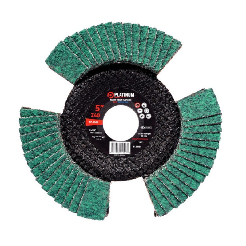 Razor-Vision Flap Disc - Type 29 - Steel/SS - Zirconia - 4-1/2" x 7/8" - 40 Grit - 13,300 rpm