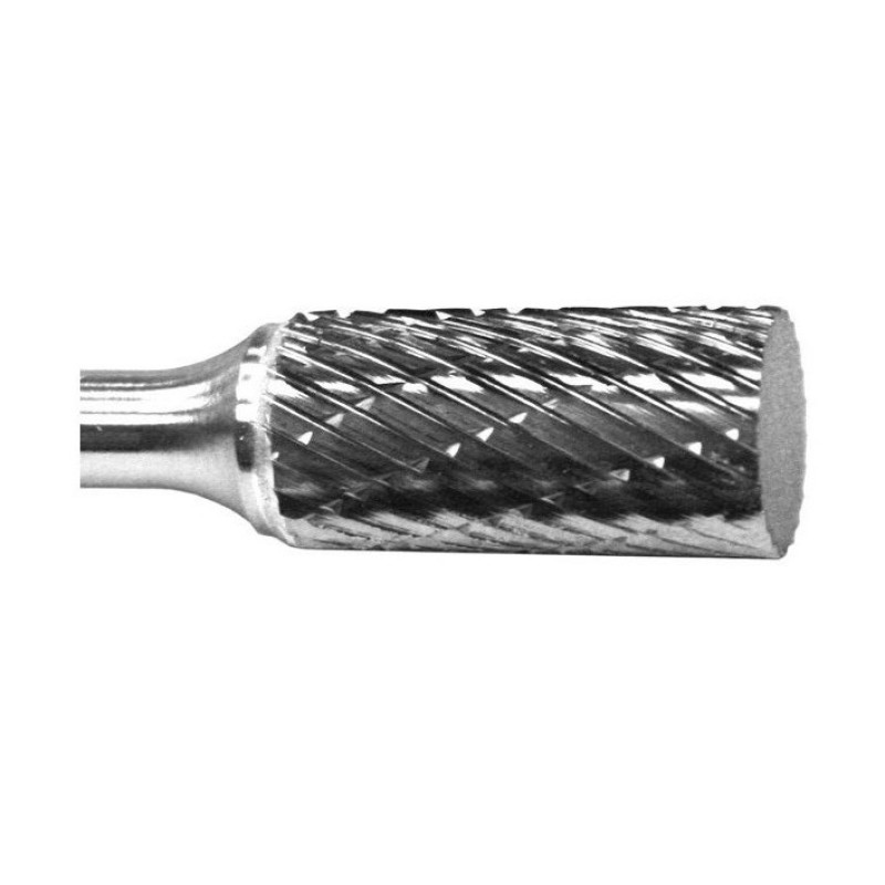 Carbide Burr SA-3DC6OAL Cylinder Shape No End Cut 3/8" Diameter 3/4" Long 1/4" Shank Double Cut 6" Overall Length