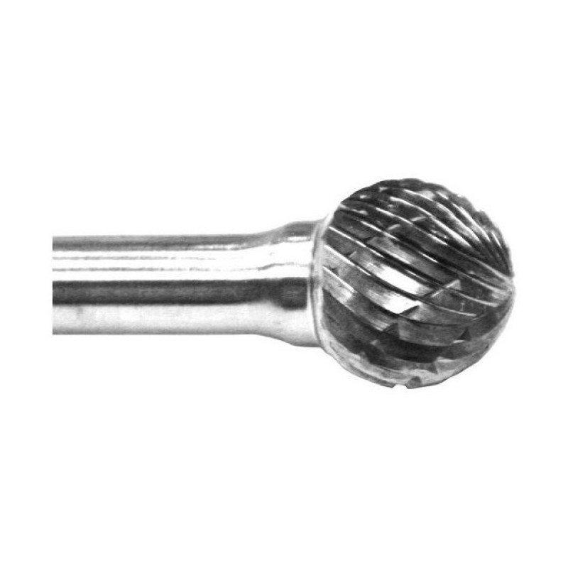 Carbide Burr SD-3L6 Ball Shape 3/8" Diameter 1/4" Shank Double Cut 6" Long Shank