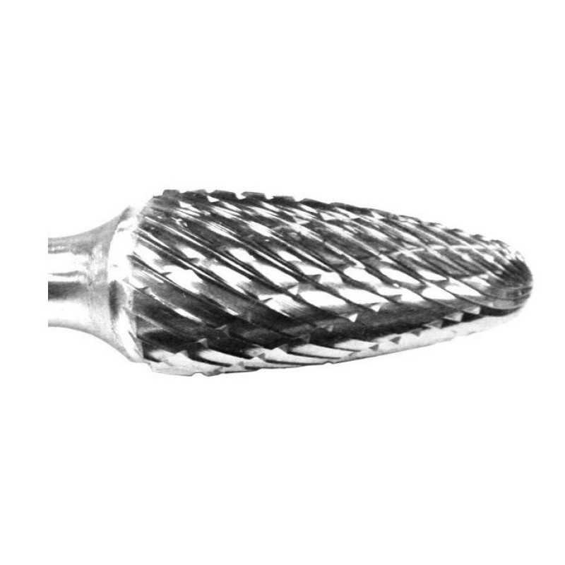 Carbide Burr SF-13 Tree Shape Radius End 1/2" Diameter 3/4" Long 1/4" Shank Double Cut