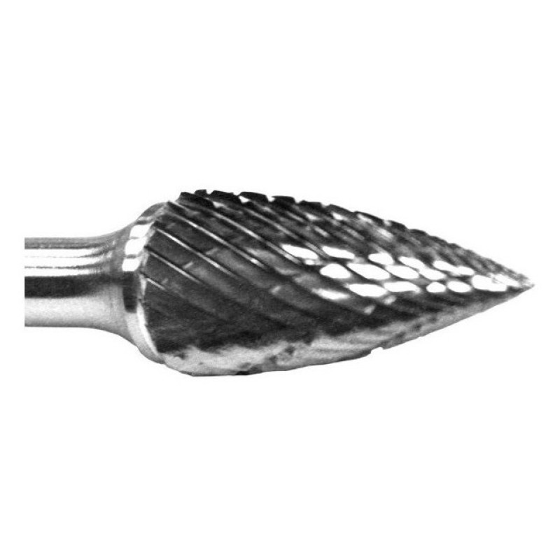 Carbide Burr SG-6 Tree Shape Pointed End 5/8" Diameter 1" Long 1/4" Shank Double Cut