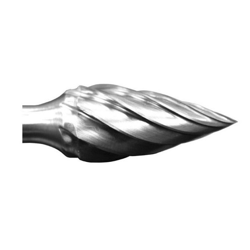 Carbide Burr for Aluminum SG-3NF Tree Shape Pointed End 3/8" Diameter 3/4" Long 1/4" Shank