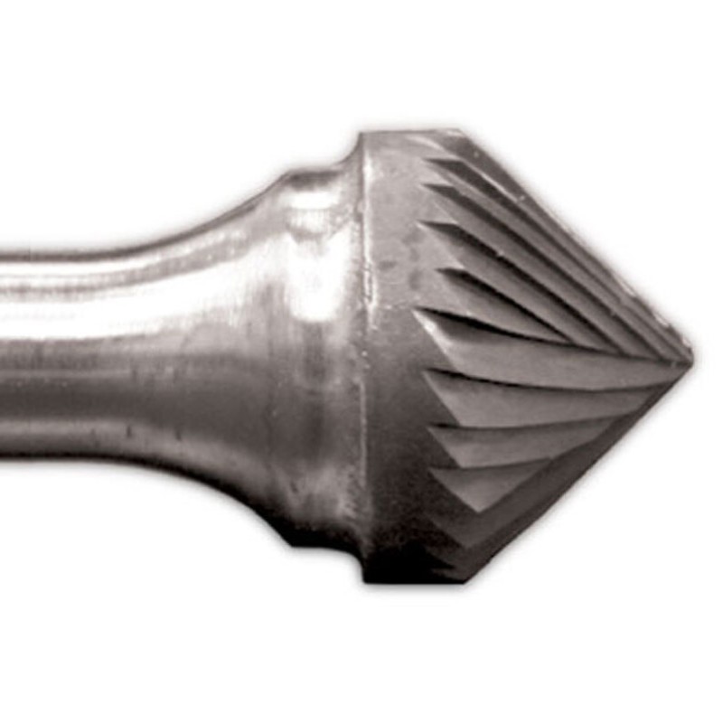 Carbide Burr SK-6 Cone 90º Shape 5/8" Diameter 5/16" Long 1/4" Shank Single Cut