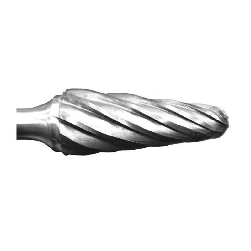 Carbide Burr for Aluminum SL-3NF Taper Shape Radius End 14º 3/8" Diameter 1-1/16" Long 1/4" Shank
