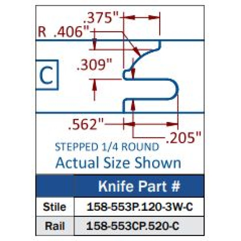 Multi Profile Insert Carbide Cabinet Door Stile Insert Knife Thumbnail Profile