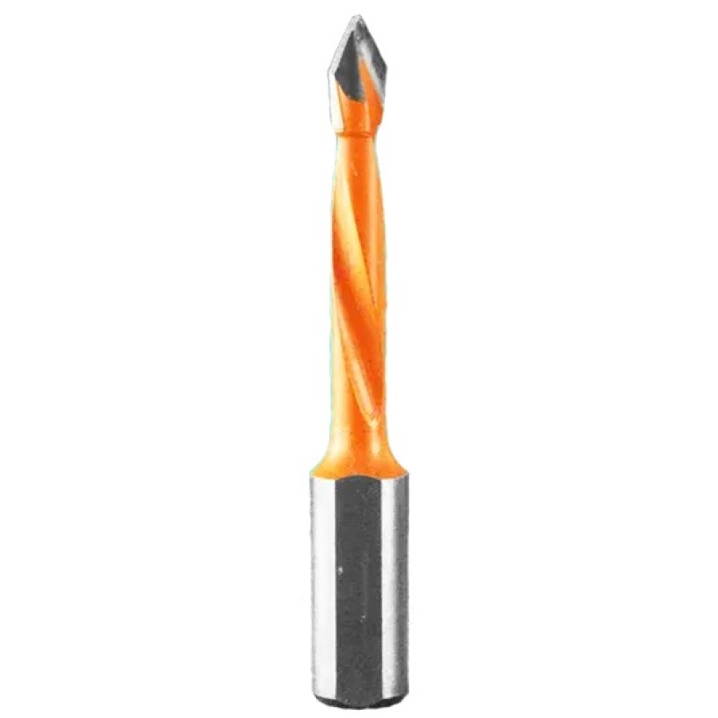 V-Point Dowel Drill Bit 5mm Diameter 27mm Cutting Edge 2 Flute 57mm Long 10mm Shank LH Industrial Series