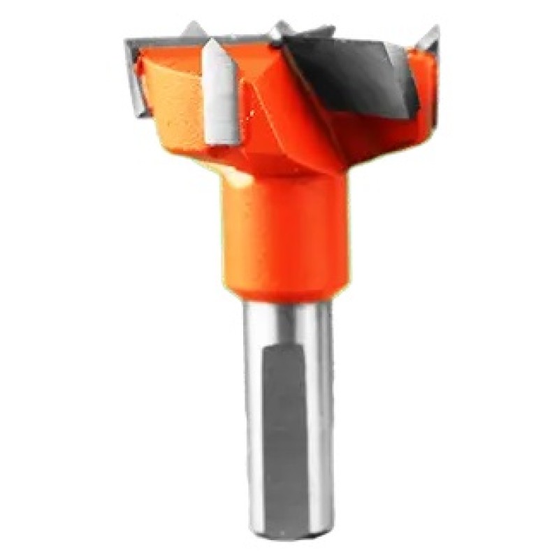 Carbide Tipped Hinge Boring Bit 26mm Diameter 3+3 Flute 57mm Long 10mm Shank LH Industrial Series