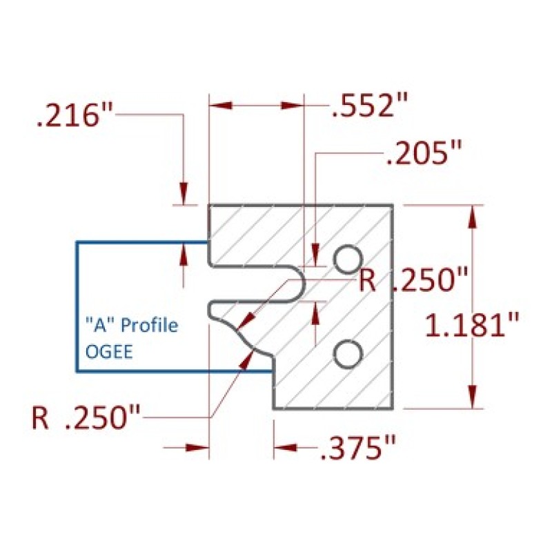 Stile & Rail Cutter 120mm Diameter 30mm Cutting Edge 4 Wing 1-1/4" Bore Counter Clockwise with Profile A