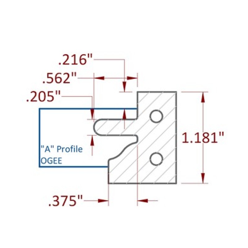 Stile & Rail Cutter 120mm Diameter 30mm Cutting Edge 3 Wing 1-1/4" Bore Counter Clockwise with Profile A