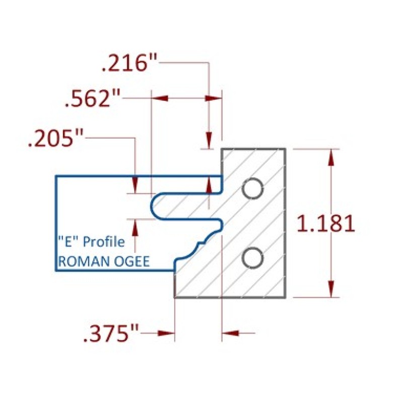 Stile & Rail Cutter 120mm Diameter 30mm Cutting Edge 3 Wing 1-1/4" Bore Counter Clockwise with Profile E