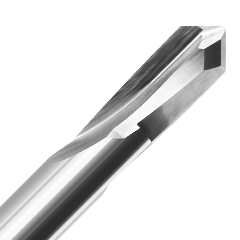 3/16" Diameter x 5/8" Long x 1-1/2" Overall Length x 1/4" Shank x 2 Flute Straight Flute V-Bottom Bit