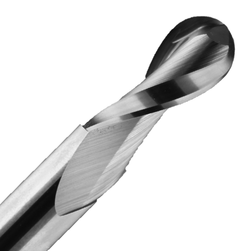 1/8" Diameter x 3/4" Long x 2-1/2" Overall Length x 1/4" Shank x 2 Flute Solid Carbide Router Upcut Ballnose Bit