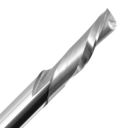 1/4" Diameter x 1" Long x 2-1/2" Overall Length x 1/4" Shank x 1 Flute Downcut Spiral Single Flute Bit