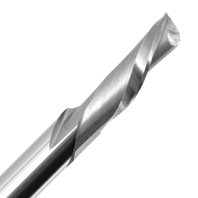 1/8" Diameter x 1/2" Long x 2" Overall Length x 1/4" Shank x 1 Flute Downcut Spiral Single Flute Bit