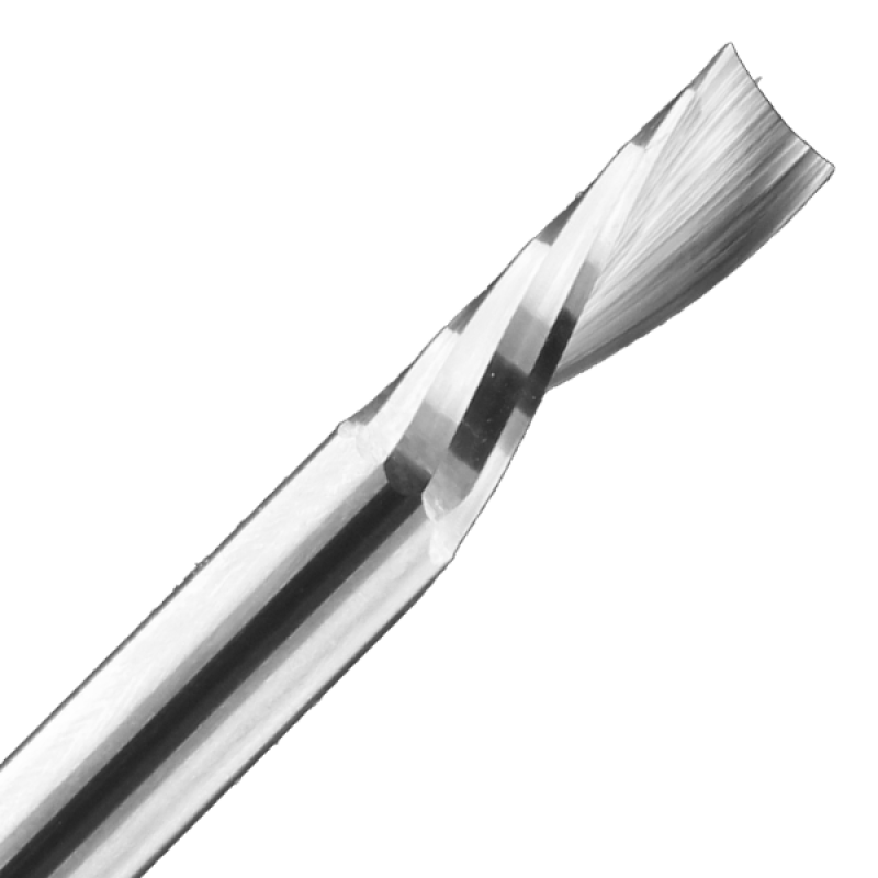 1/8" Diameter x 1/2" Long x 2" Overall Length x 1/4" Shank x 1 Flute O-Flute Downcut Spiral Hard Pl Bit