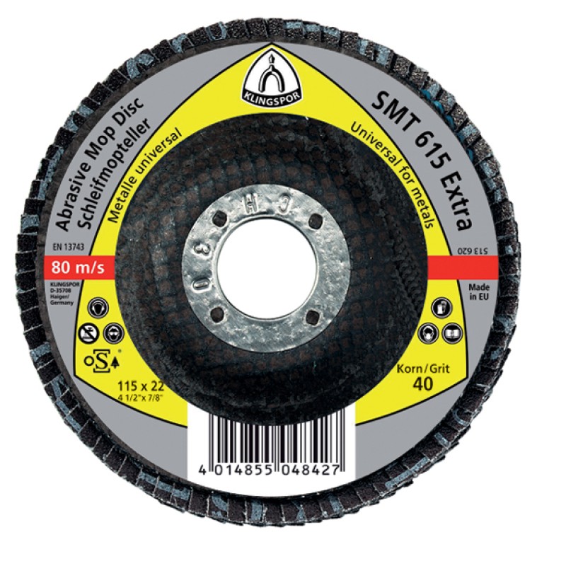 Flap Disc 4-1/2" Diameter 7/8" Arbour Hole SMT324 60 Grit Klingspor 321511