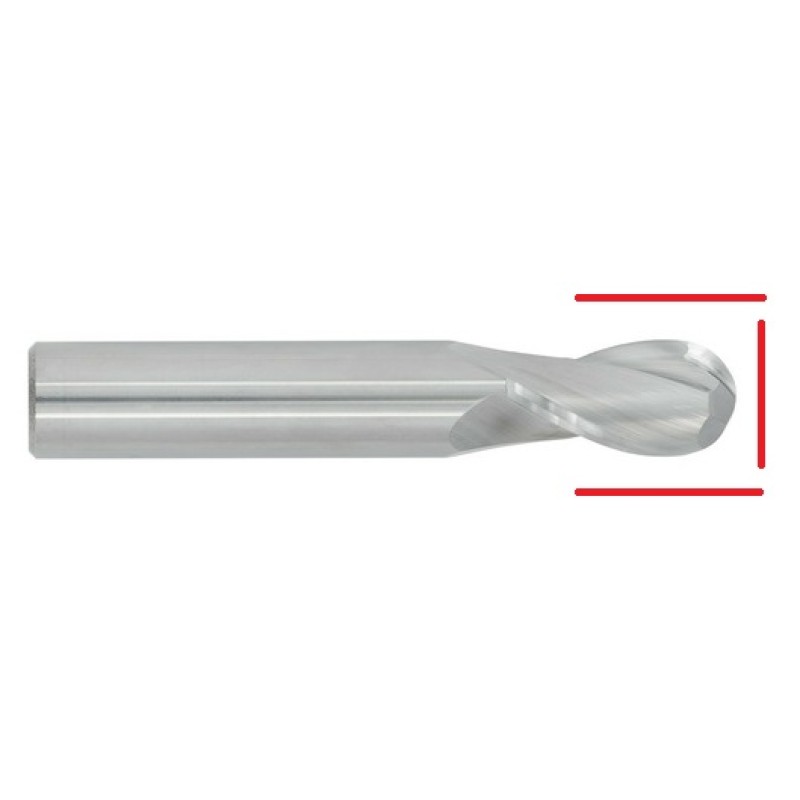 HSS Ball Nose & Corner Radius End Mill - Up to 1" - End & OD Grind