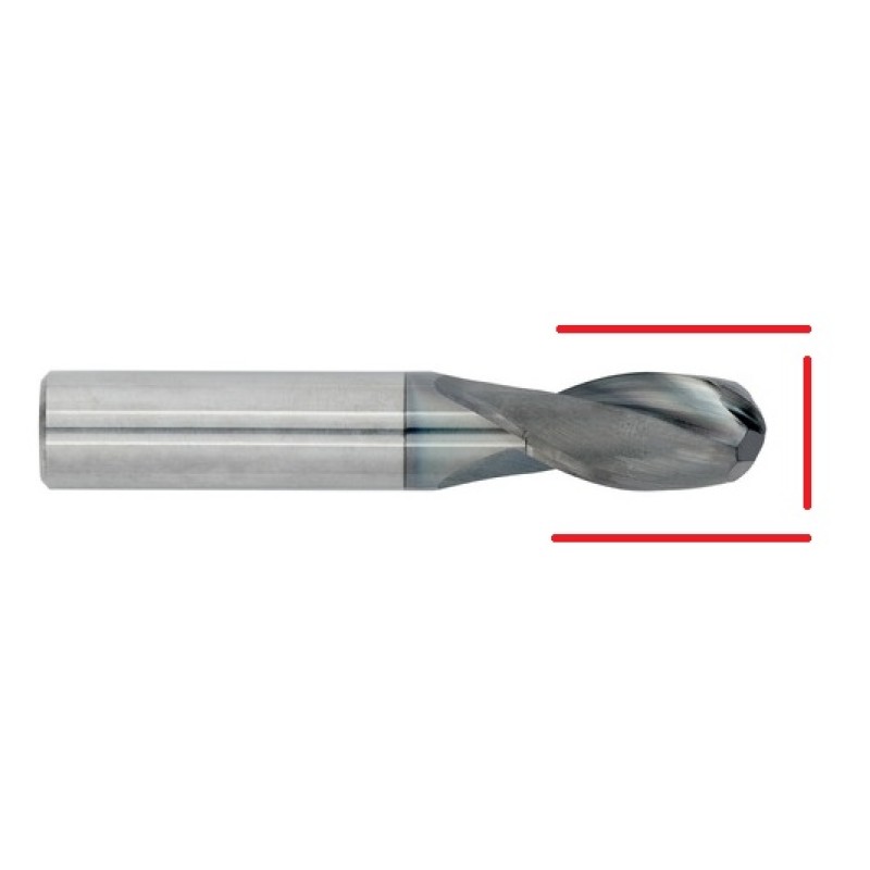 Carbide Ball Nose & Corner Radius End Mill - Up to 22mm - End & OD Grind With ALCrTiN Coating
