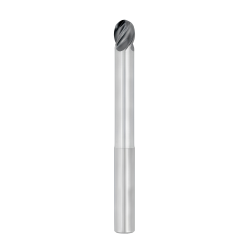 1/4" Diameter 4 Flute 3/8" Cut 4" Length 1/4" Round Shank Single End Ball Nose HP TiALN