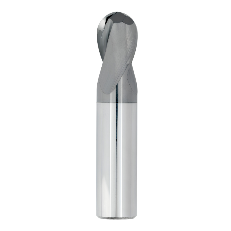 3/16" Diameter 2 Flute 3/8" Cut 2" Length 3/16" Round Shank Single End Ball Nose TiALN