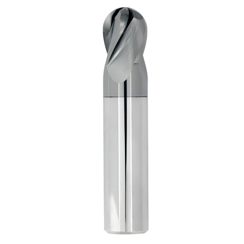 3/16" Diameter 4 Flute 3/8" Cut 2" Length 3/16" Round Shank Single End Ball Nose TiALN