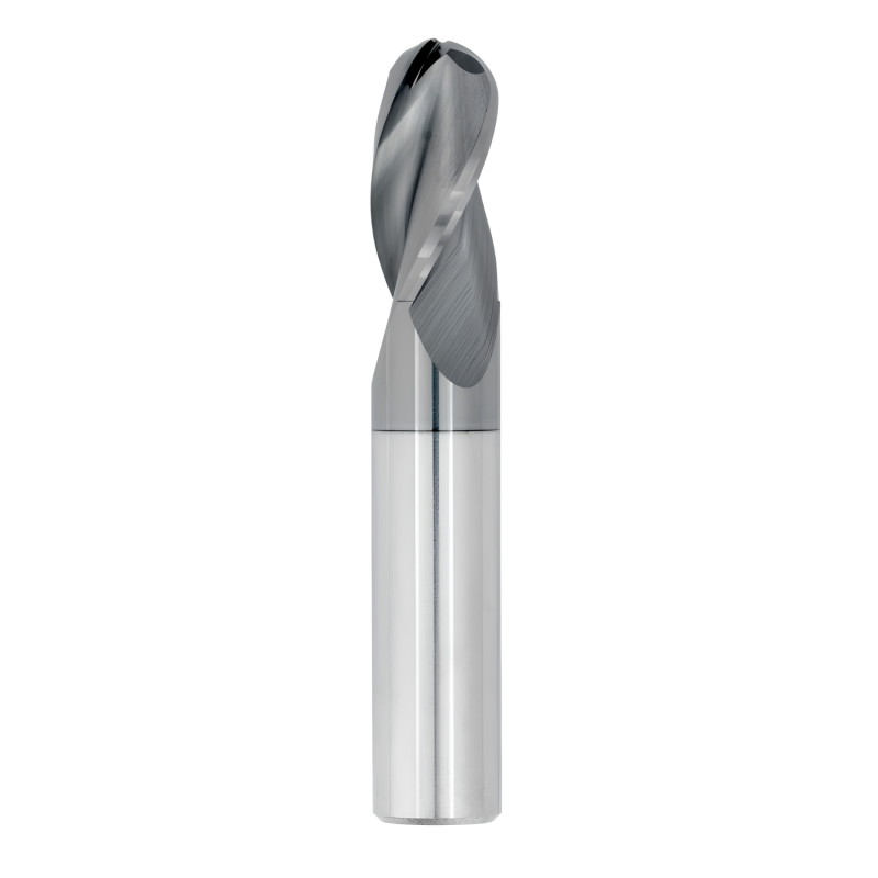 3/32" Diameter 3 Flute 3/8" Cut 1-1/2" Length 1/8" Round Shank Single End Ball Nose TiALN